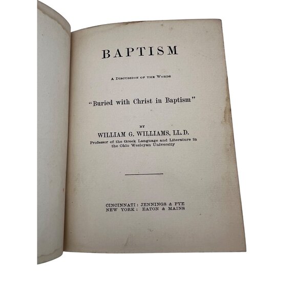 Baptism By William G. Williams 1901 Hardcover Little Books On Doctrine Antique - Picture 3 of 9